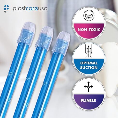 2000 Dental Saliva Ejectors Disposable - Medical Grade Latex Free Evacuation Suction Tips - Flexible White Tube with White Tip (20 Bags of 100) by PlastCare USA in Saudi Arabia