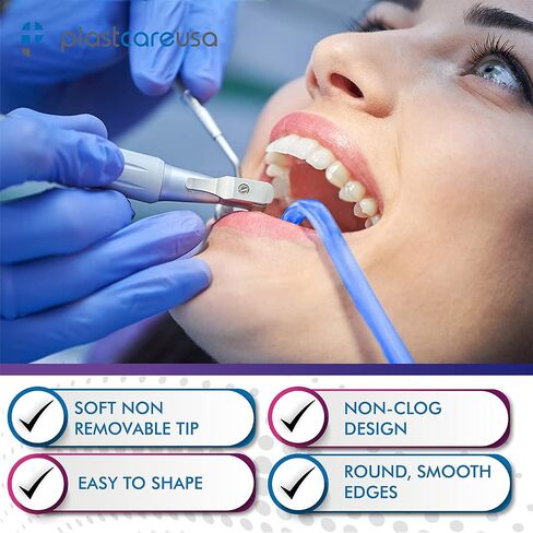 2000 Dental Saliva Ejectors Disposable - Medical Grade Latex Free Evacuation Suction Tips - Flexible White Tube with White Tip (20 Bags of 100) by PlastCare USA in Saudi Arabia