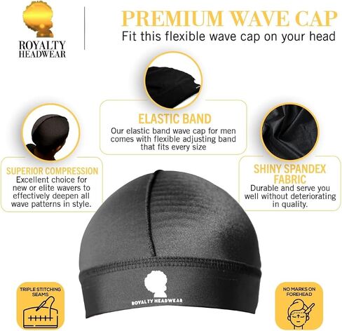 Premium Silky Wave Cap for 360, 540,and 720 Waves, Silky Durag Headwear, Soft Breathable Skullies Beanies for Sleeping, Shower (Maroon) in Kuwait