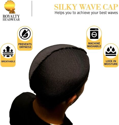 Premium Silky Wave Cap for 360, 540,and 720 Waves, Silky Durag Headwear, Soft Breathable Skullies Beanies for Sleeping, Shower (Maroon) in Kuwait