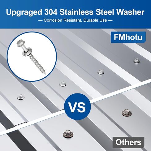 مسامير تسقيف المعادن #10 × 1-1/2inch ، 320-PCs ، ورقة طلاء صدأ الرأس السداسي إلى جانب غسالة مطاطية EPDM ، نقطة حادة ، مقبس سداسي سداسي in Kuwait