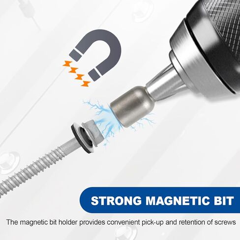 مسامير تسقيف المعادن #10 × 1-1/2inch ، 320-PCs ، ورقة طلاء صدأ الرأس السداسي إلى جانب غسالة مطاطية EPDM ، نقطة حادة ، مقبس سداسي سداسي in Kuwait