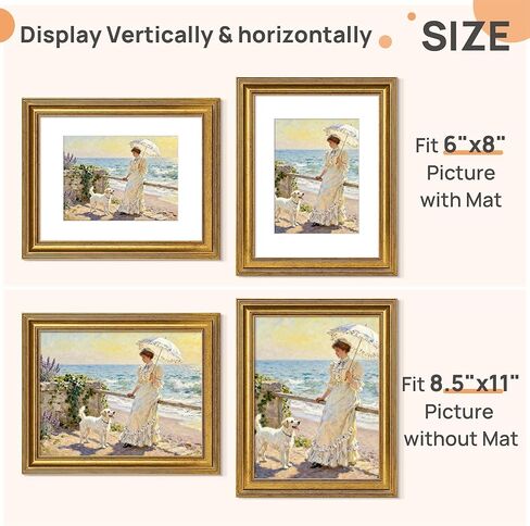 upsimples 5x7 Picture Frame, Gold Frames Display 4x6 with Mat or 5 x 7 Without for Wall or Tabletop Decor, 1pack in Saudi Arabia