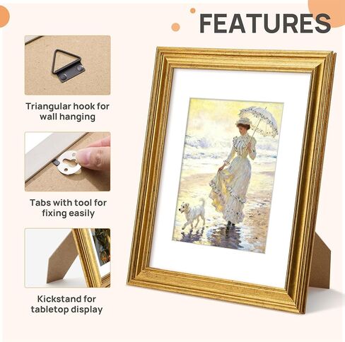 upsimples 5x7 Picture Frame, Gold Frames Display 4x6 with Mat or 5 x 7 Without for Wall or Tabletop Decor, 1pack in Saudi Arabia