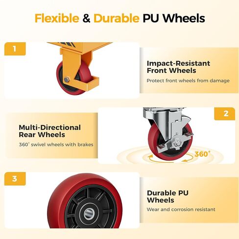 Foldable Hydraulic Lift Table Cart, 330lbs Capacity, 28.5" Lifting Height, Single Scissor Lift with Non-Slip Pad & Thickened Scissors Design for Material Handling and Transportation, Yellow in Kuwait