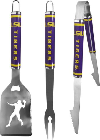 Siskiyou Sports NCAA LSU Tigers 3 pc Steel BBQ Tool Set, One Size, Team Colors in Saudi Arabia