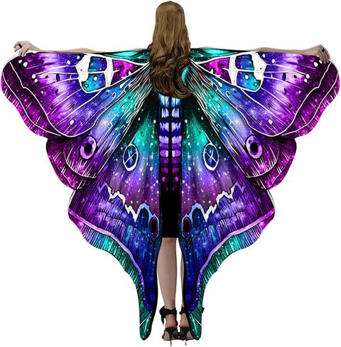 Yper Halloween Moth Wings Shawl for Women Fairy Costume Cape مع قناع in Saudi Arabia