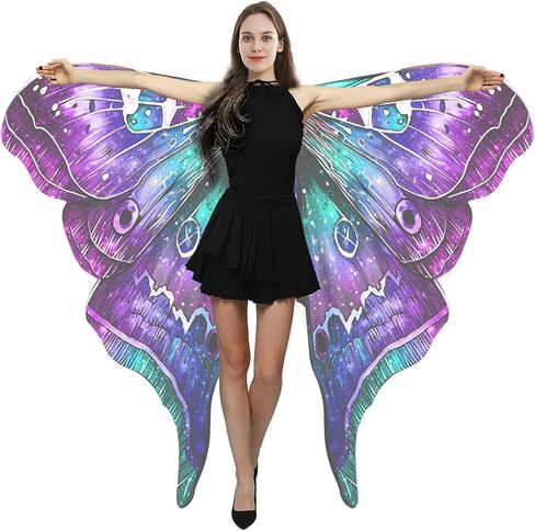 Yper Halloween Moth Wings Shawl for Women Fairy Costume Cape مع قناع in Saudi Arabia