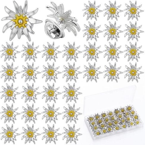 Yaomiao 30 PCS Bavarian Edelweiss Flower Flower Pins Stredive German German Edelweiss Brooch Hat Dirndl Oktoberfest in Saudi Arabia