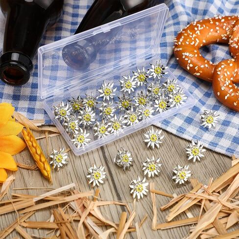 Yaomiao 30 PCS Bavarian Edelweiss Flower Flower Pins Stredive German German Edelweiss Brooch Hat Dirndl Oktoberfest in Saudi Arabia