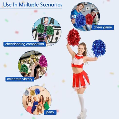 60PCS Cheerleading Pom Poms Plastic Spirited Fun Squad Pompoms with Handles Cheer Costume Accessory Hand Flowers for Rooters Cheering Team Party Game Dance Sports Match Performance Celebration in Saudi Arabia