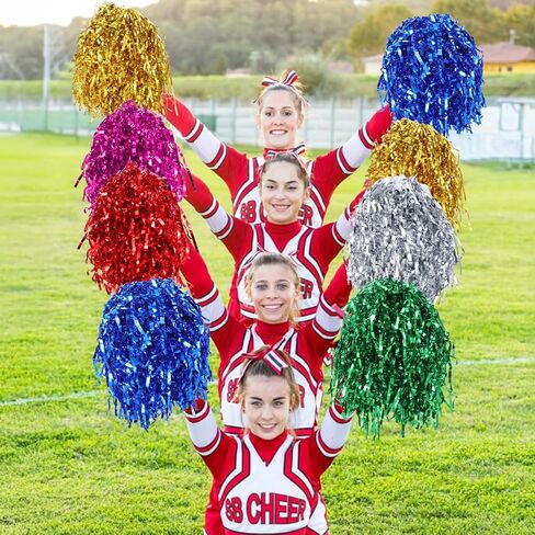 60PCS Cheerleading Pom Poms Plastic Spirited Fun Squad Pompoms with Handles Cheer Costume Accessory Hand Flowers for Rooters Cheering Team Party Game Dance Sports Match Performance Celebration in Saudi Arabia