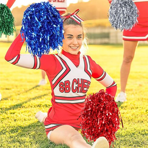 60PCS Cheerleading Pom Poms Plastic Spirited Fun Squad Pompoms with Handles Cheer Costume Accessory Hand Flowers for Rooters Cheering Team Party Game Dance Sports Match Performance Celebration in Saudi Arabia