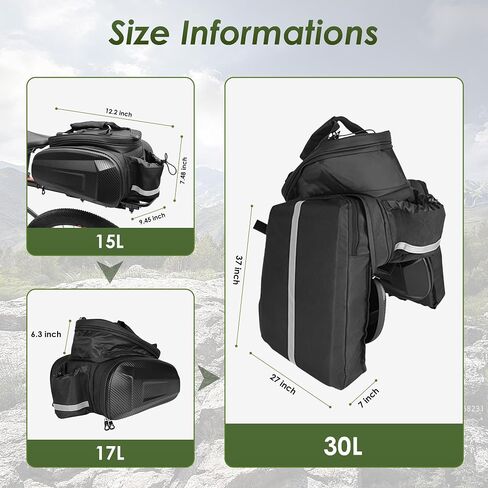 Bike Bags for Bicycles Rear Rack 10L Bike Rack Bag Waterproof EVA Hard Shell Durable Bike Panniers Bike Bags Saddle Bag with Shoulder Strap Bike Accessories for Cycling Commuting, Outdoor Hiking in Saudi Arabia
