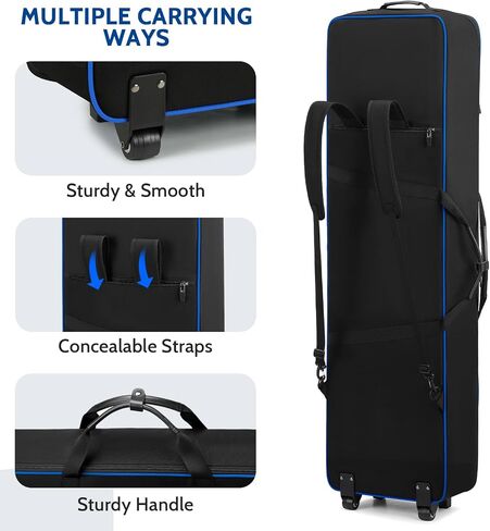 BOSSTIN 88 Key Keyboard Case with Wheels, Inner Size: 53"x 15"x 7", Waterproof Padded Rolling Gig Bag Keyboard Piano Case for 88 Key Piano Keyboard in Kuwait