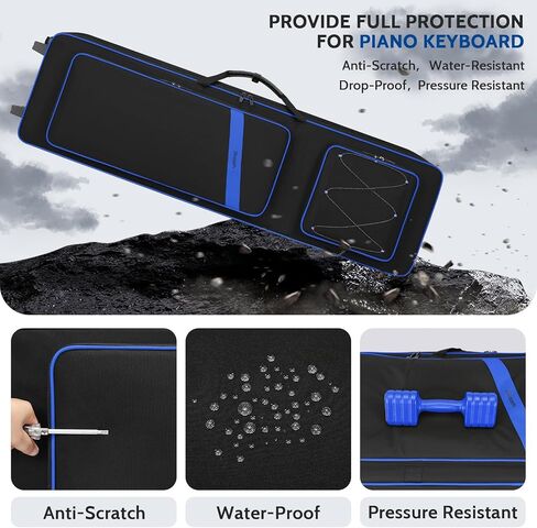 BOSSTIN 88 Key Keyboard Case with Wheels, Inner Size: 53"x 15"x 7", Waterproof Padded Rolling Gig Bag Keyboard Piano Case for 88 Key Piano Keyboard in Kuwait