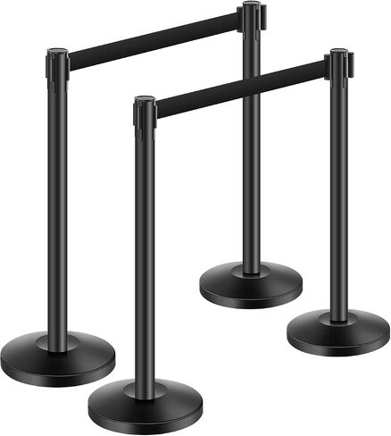 Stanchion Vevor Crowd Control ، مجموعة من 8 قطع من مجموعة Stanchion ، مجموعة Stanchion مع 6.6 قدم/2 م حزام قابلة للسحب الأسود ، حاجز تحكم في الحشد الأسود مع القاعدة والمعادن - مجموعة سهلة الاتصال in Kuwait