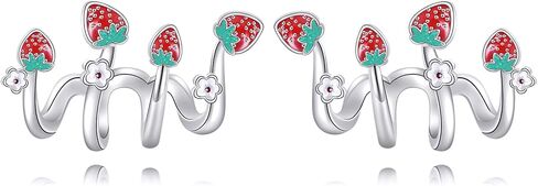 TIGER RIDER Mushroom/Rose Cross 925 Sterling Silver Earrings Stud Claw Earrings Cuff Cute Gothic Jewelry for Women Gift… in Saudi Arabia