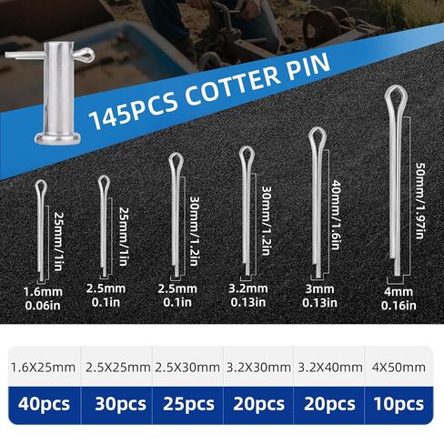 180 PCS Cotter Pins Kit ، 7 أحجام من السحابات الزنبركية ، دبابيس مستقيمة ، دبوس عوائق لقفل المقطورة ، المشابك ، جزازات العشب ، الشاحنات ، إصلاح المحرك في مقاطع القطر in Kuwait