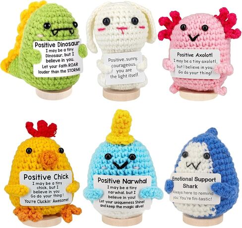 7PCS Handmade Positive Emotional Support Crochet Dolls, Adorable Knitted Dolls of Vegetables and Fruits with Positive Card, Mental Health Boosting Knitted Crochet Gift, Encouragement Décor in Kuwait