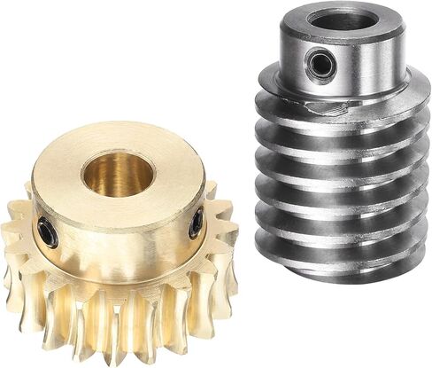 uxcell Worm Gear Set 20T 1.5 Module 20:1 Reduction Rate, Right Rotation Drive Gear Box Wheel Reduce Transmission Part (Brass Gear-8mm Bore, #45 Steel Rod 8mm Bore) in Saudi Arabia