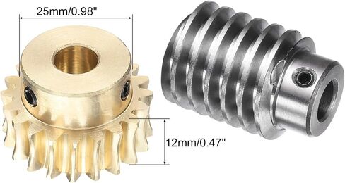 uxcell Worm Gear Set 20T 1.5 Module 20:1 Reduction Rate, Right Rotation Drive Gear Box Wheel Reduce Transmission Part (Brass Gear-8mm Bore, #45 Steel Rod 8mm Bore) in Saudi Arabia