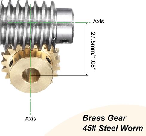 uxcell Worm Gear Set 20T 1.5 Module 20:1 Reduction Rate, Right Rotation Drive Gear Box Wheel Reduce Transmission Part (Brass Gear-8mm Bore, #45 Steel Rod 8mm Bore) in Saudi Arabia