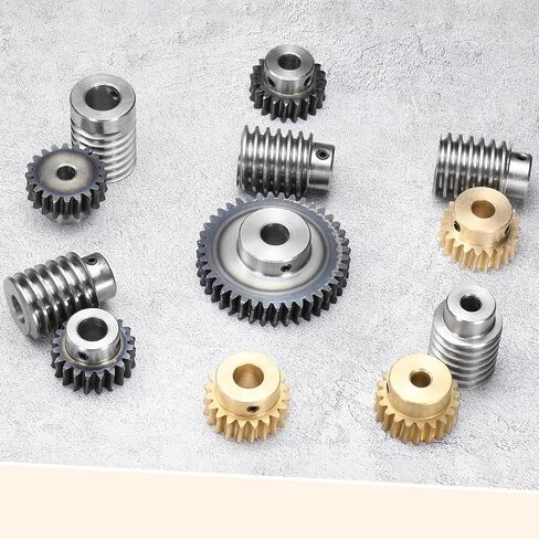 uxcell Worm Gear Set 20T 1.5 Module 20:1 Reduction Rate, Right Rotation Drive Gear Box Wheel Reduce Transmission Part (Brass Gear-8mm Bore, #45 Steel Rod 8mm Bore) in Saudi Arabia