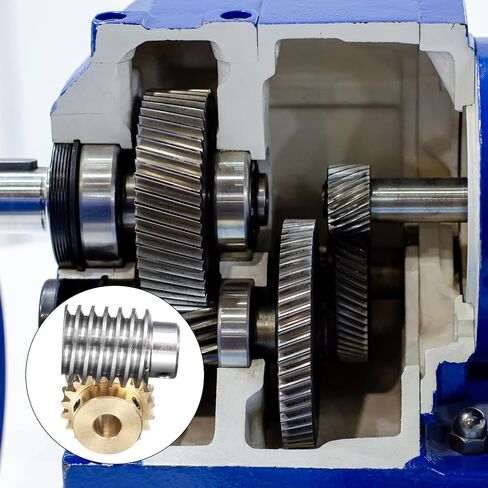 uxcell Worm Gear Set 20T 1.5 Module 20:1 Reduction Rate, Right Rotation Drive Gear Box Wheel Reduce Transmission Part (Brass Gear-8mm Bore, #45 Steel Rod 8mm Bore) in Saudi Arabia