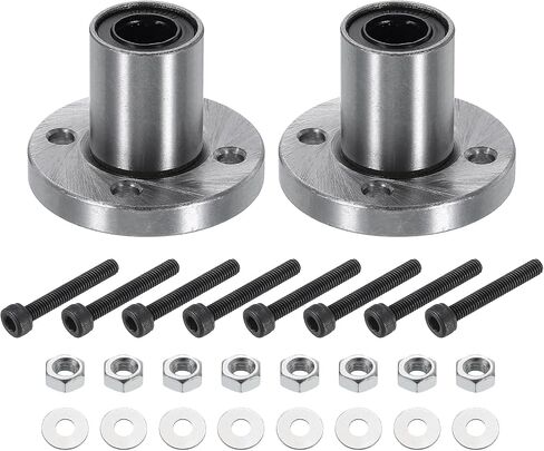 uxcell LMF8UU Linear Ball Bearings 8mm Bore 15mm OD 24mm Length Round Flange Nickel Plated with Screws for CNC Machine 3D Printer 2pcs in Saudi Arabia