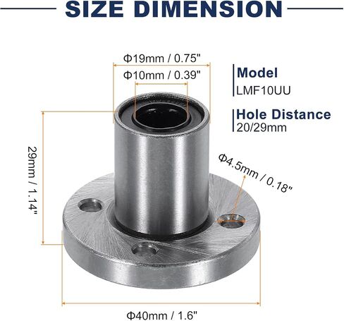 uxcell LMF8UU Linear Ball Bearings 8mm Bore 15mm OD 24mm Length Round Flange Nickel Plated with Screws for CNC Machine 3D Printer 2pcs in Saudi Arabia
