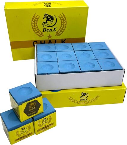 Pool Cue Chalk 24 Pack (2x12 boxes) - مكعبات الطباشير الأزرق البلياردو ، صيغة قبضة عالية ، درجة البطولة المهنية ، تطبيق خالٍ من الفوضى من أجل تعزيز الدوران والتحكم in Kuwait