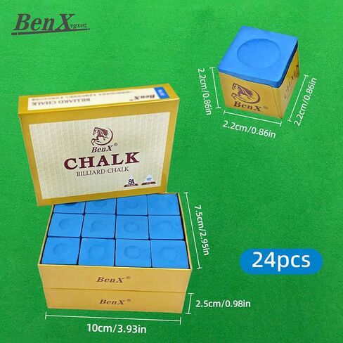 Pool Cue Chalk 24 Pack (2x12 Boxes) - Blue Billiard Chalk Cubes, High Grip Formula, Professional Tournament Grade, Mess-Free Application for Enhanced Spin & Control in Saudi Arabia