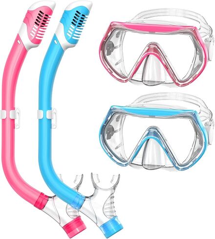 Snorkeling Gear for Kids ، Kids Snorkel مجموعة من 6-14 ، Snorkel Top Dry Top ، Mask مجموعة من نقاشات Scubles Combo Combo Packages Panoramic View in Saudi Arabia