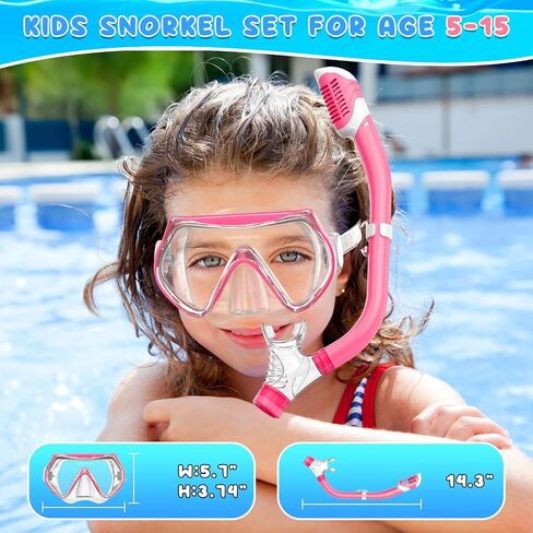 Snorkeling Gear for Kids ، Kids Snorkel مجموعة من 6-14 ، Snorkel Top Dry Top ، Mask مجموعة من نقاشات Scubles Combo Combo Packages Panoramic View in Saudi Arabia