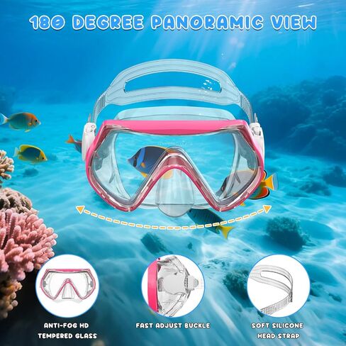 Snorkeling Gear for Kids ، Kids Snorkel مجموعة من 6-14 ، Snorkel Top Dry Top ، Mask مجموعة من نقاشات Scubles Combo Combo Packages Panoramic View in Saudi Arabia
