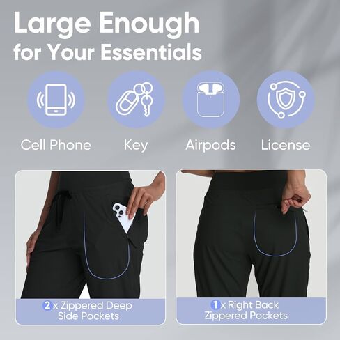 MERIDIANA Women's Hiking Pants with Zipper Pocket Breathable Quick-Dry Stretchy Nylon Outdoor Jogger Sweatpants in Saudi Arabia