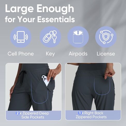 MERIDIANA Women's Hiking Pants with Zipper Pocket Breathable Quick-Dry Stretchy Nylon Outdoor Jogger Sweatpants in Saudi Arabia