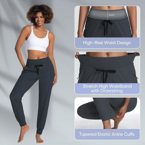MERIDIANA Women's Hiking Pants with Zipper Pocket Breathable Quick-Dry Stretchy Nylon Outdoor Jogger Sweatpants in Saudi Arabia