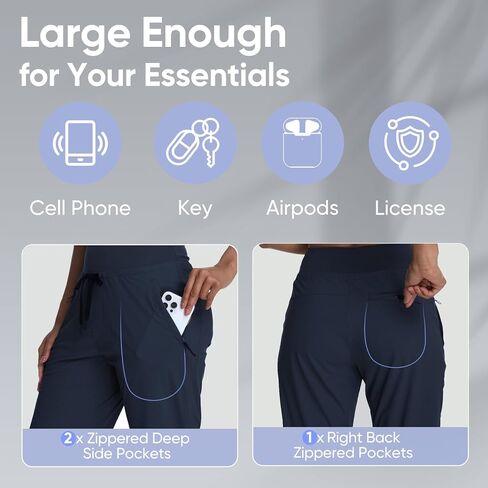 MERIDIANA Women's Hiking Pants with Zipper Pocket Breathable Quick-Dry Stretchy Nylon Outdoor Jogger Sweatpants in Saudi Arabia