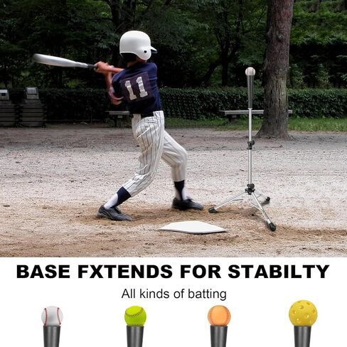 Tee Baseball Batting Tee Softball Tee Travel Teeat Tee ، ارتفاع قابل للتعديل سهل ، حامل ثلاثي القوائم مستقر (Tee Baseball ، Hue Steel) in Kuwait
