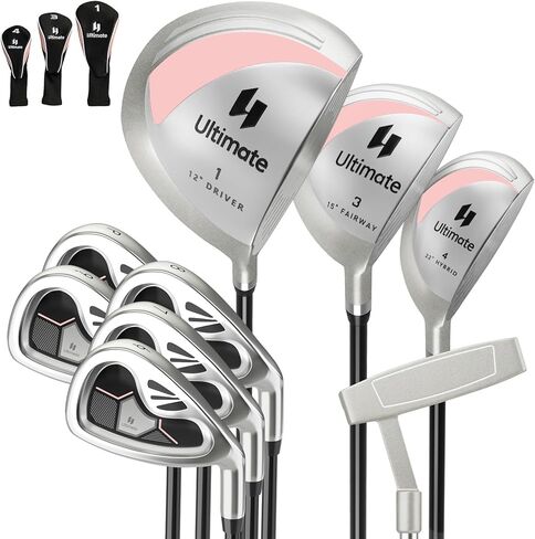 ULTIMATE Women's Complete Golf Club Set, 9/11pcs Right Handed Ladies Golf Clubs Set w/ 460cc Alloy Driver, #3 Fairway Wood, Hybrid, #6/#7/#8/#9/#P Irons & Putter in Kuwait