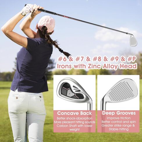 ULTIMATE Women's Complete Golf Club Set, 9/11pcs Right Handed Ladies Golf Clubs Set w/ 460cc Alloy Driver, #3 Fairway Wood, Hybrid, #6/#7/#8/#9/#P Irons & Putter in Kuwait