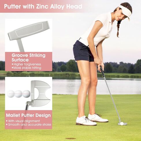 ULTIMATE Women's Complete Golf Club Set, 9/11pcs Right Handed Ladies Golf Clubs Set w/ 460cc Alloy Driver, #3 Fairway Wood, Hybrid, #6/#7/#8/#9/#P Irons & Putter in Kuwait