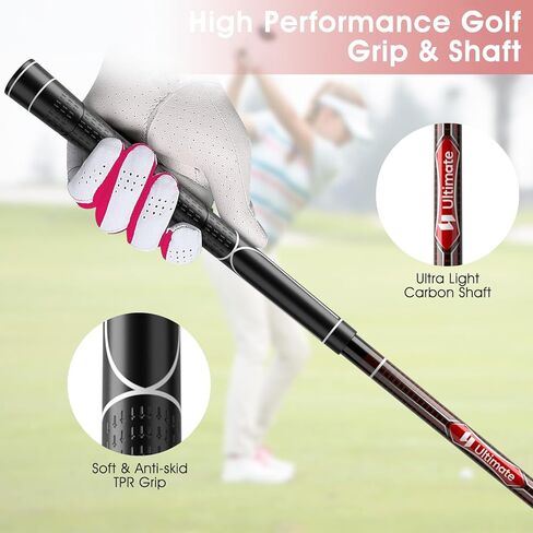 ULTIMATE Women's Complete Golf Club Set, 9/11pcs Right Handed Ladies Golf Clubs Set w/ 460cc Alloy Driver, #3 Fairway Wood, Hybrid, #6/#7/#8/#9/#P Irons & Putter in Kuwait