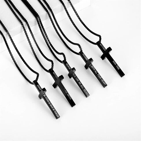 قلادة صليب للرجال، فضي/ذهبي/أسود للرجال قلادات متقاطعة من الفولاذ المقاوم للصدأ سلسلة قلادة متقاطعة هدايا بسيطة للرجال in Kuwait