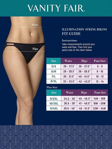 Vanity Fair Women's Illumination String سراويل بيكيني ، سراويل حريرية ، تقليم ساتان ، طباعة داكنة ، 6 in Saudi Arabia