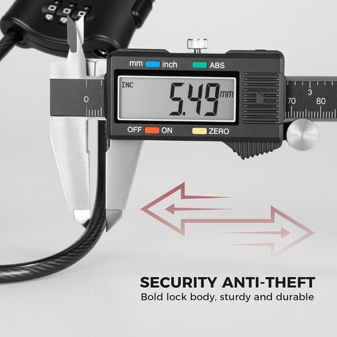 ROCKBROS Bike Lock (0.67m/2.2FT), 3-Digit Codes Resettable Combination Cable Lock,for Motorcycle, Mountain Road Bike, Helmet,(Black). in Saudi Arabia