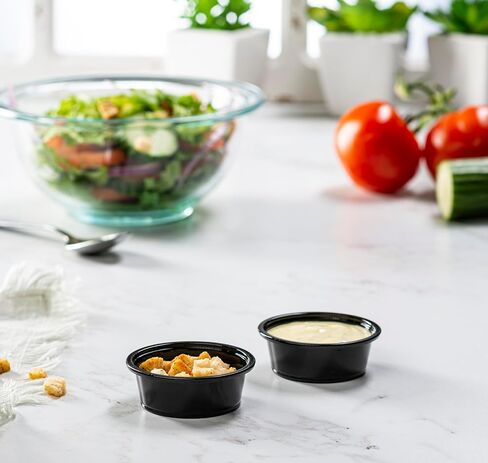 [2 oz - 200 Cups Black] Diposable Plastic Portion Cups No Lids, Small Mini Containers For Portion Controll, Jello Shots, Meal Prep, Sauce Cups, Condiments, Medicine, in Kuwait