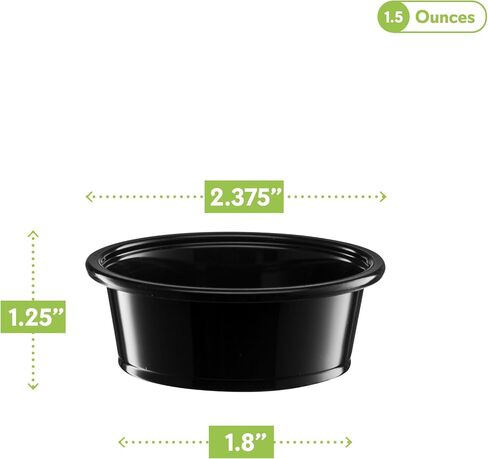 [2 oz - 200 Cups Black] Diposable Plastic Portion Cups No Lids, Small Mini Containers For Portion Controll, Jello Shots, Meal Prep, Sauce Cups, Condiments, Medicine, in Kuwait